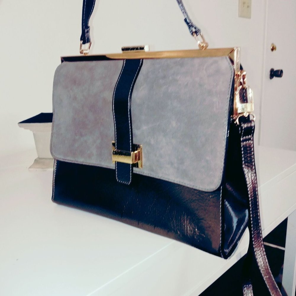Gianni bini handbag 11x10 leather mirror gray